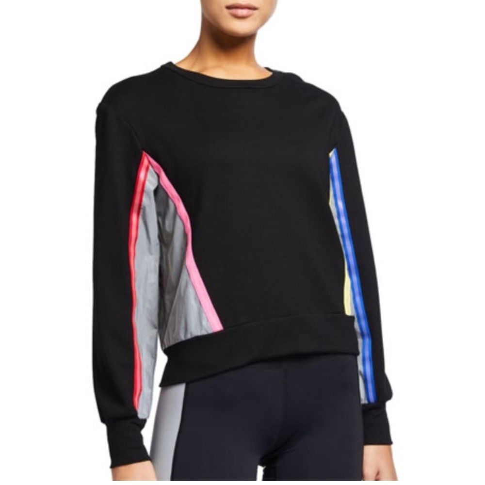 Terrz black reflective side crew sweater nwt size small